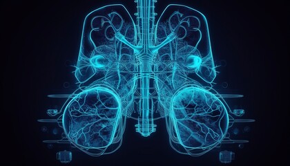 Smoky lungs of a smoker on a dark background isolate medical concept 3d illustration generative ai