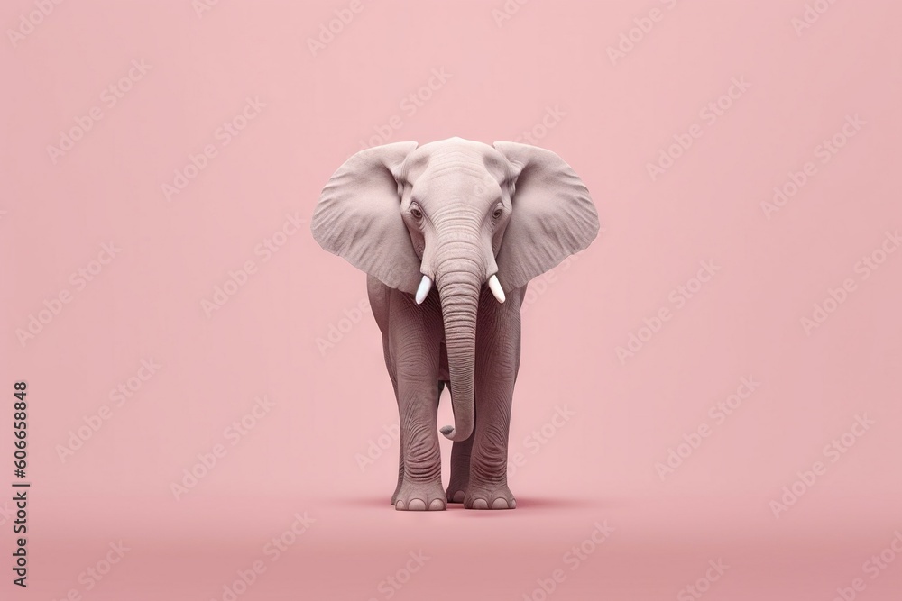 Aufkleber an elephant standing in front of a pink background the elephant is in the center of the image, with 
