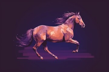 Naklejka na ściany i meble a horse is running on a purple background with a black background and a black background with a purple background and a black background with a purple background with a. generative ai