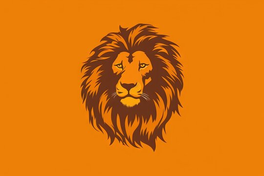  a lion's head is shown on an orange background with the word lions in the center of the image and the word lions in the middle of the image.  generative ai