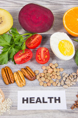 Food containing natural folic acid, dietary fiber and vitamins or minerals. Healthy eating