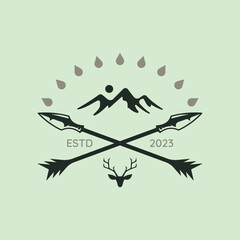 mountain adventure outdoor logo vector vintage symbol illustration design,arrow cross adventure outdoor logo vector vintage symbol illustration design
