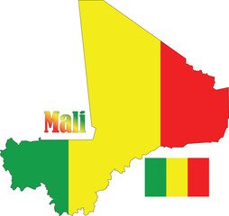 Fototapeta premium Mali Map and Flag
