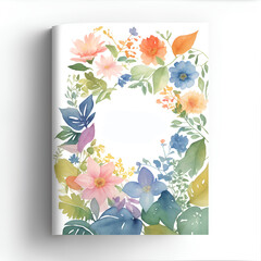 Flower and leaves watercolor of kinds book cover design, centre