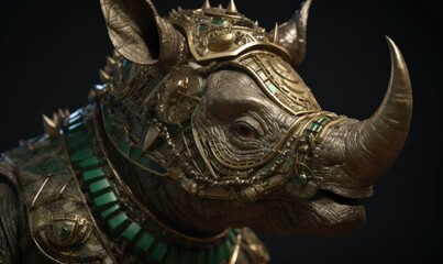 With unstoppable force and impenetrable defense, the anthropomorphic rhinoceros charges in military armor. Creating using generative AI tools