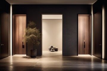Italian-style interior focuses on the doors hand in hand with the spacious space. Generative AI Technology 