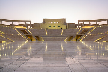 Exterior of the Amphitheater in the Katara cultural village during the early morning.