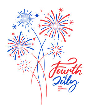 Happy independence day greeting card, 4th of July greeting card, Fireworks 4th of July, celebration, background, banner, flyer, poster, rocket 4th of July, clipart, vector, printables, USA