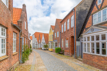 Tønder, Denmark; May 26, 2023 - A view of the old town of Tønder in the south of Denmark.
