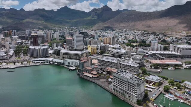 Panorama Of Port Louis From The Water Side, Mauritius, Aerial View