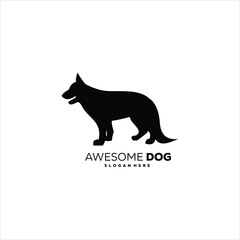 silhouette dog design logo illustration