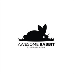 silhouette rabbit design logo illustration