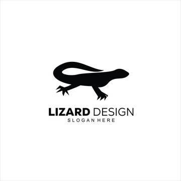 silhouette lizard design logo vector