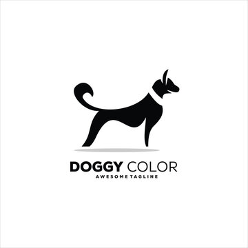 silhouette doggy design logo illustration