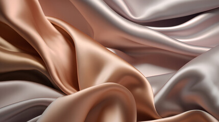 Fototapeta premium Beautiful metallic luxury soft shiny silk fabric background.Generative ai