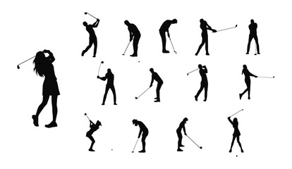 Golf players silhouettes