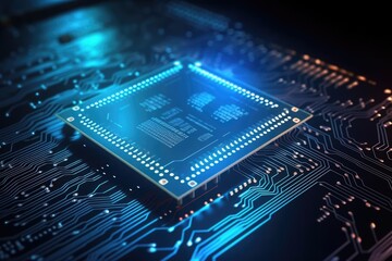 Fantastic CPU of the future background. Generative AI