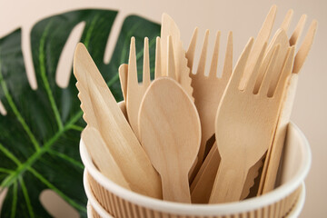 Disposable eco tableware for sustainable food delivery, Zero waste, eco friendly