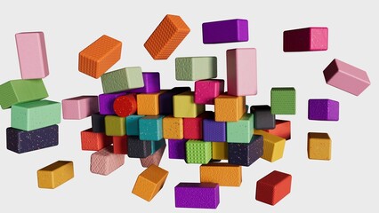 Abstract Plastic Blocks In Their Own Space
