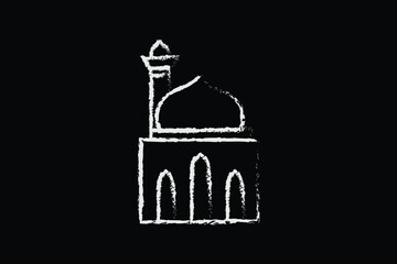 Mosque icon. Icon related to Islamic mosque. chalk icon style design. Simple vector design editable. EPS 10 and SVG files