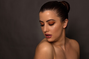 Sensual glamour woman with proffessional make up on her face