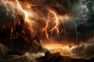 Beauty and raw power of natural elements fighting for dominance. Generative AI