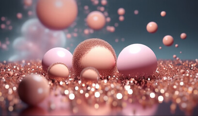 Obraz na płótnie Canvas 3D illustration of abstract composition with bokeh effect and pink balls