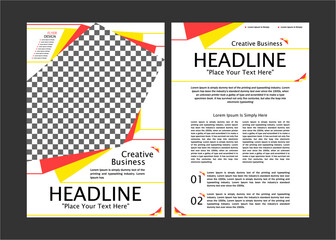 a headline template design with A4 size and has a mix of red and yellow colors