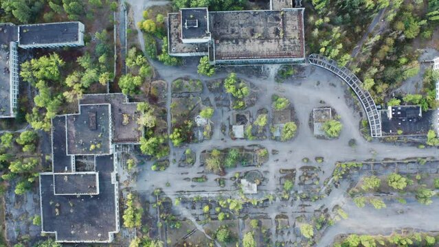 Overgrown area surrounding the famous during USSR times Hotel Polissya.