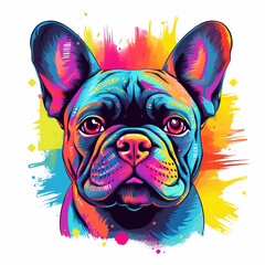 AI generated: Vector fawn dog French Bulldog breed sitting, the most colourful - obrazy, fototapety, plakaty