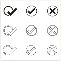 Free vector checks mark icons collection.