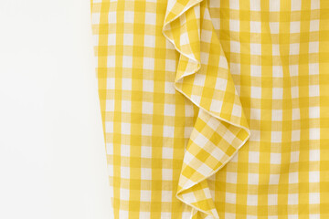 Yellow Fabric plaid cotton textile.