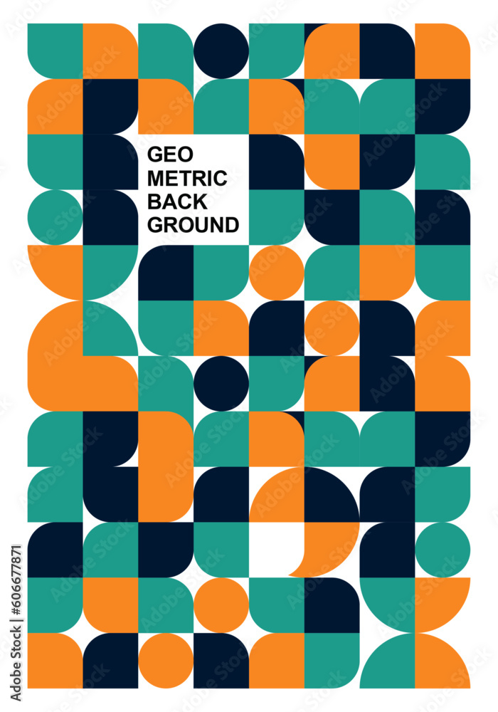 Poster abstract modern geometric background from simple geometric shape and circles. vector illustration