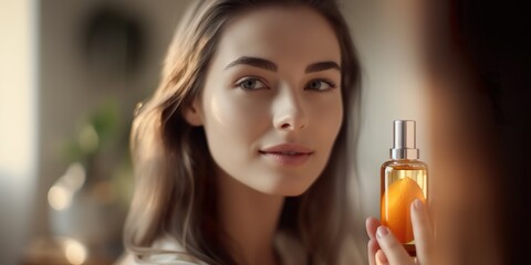 Fototapeta premium Woman holding a bottle of vitamin C