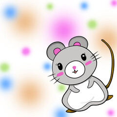 Happy Cute mouse standing on colurful background 