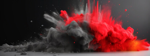 red and black smoke on a black background. Generative AI