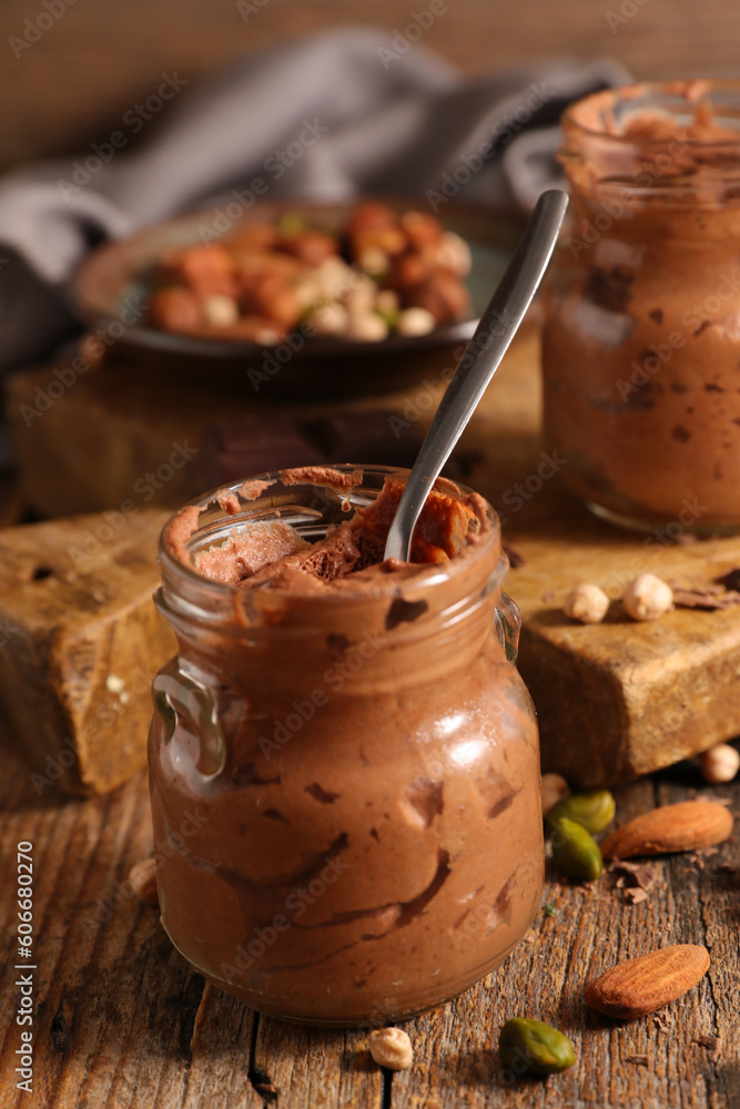 Canvas Prints homemade chocolate mousse and nuts