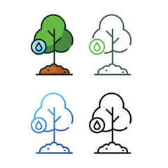 Tree icon design in four variation color