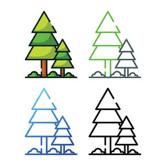 Obraz premium Tree icon design in four variation color