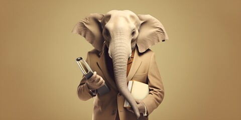 "Executive Majesty: The Suited Elephant" | Background Design | AI Generated Artwork