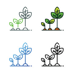 Growth icon design in four variation color