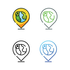 Earth day location icon design in four variation color