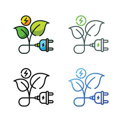 Green energy icon design in four variation color