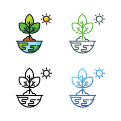 Earth day icon design in four variation color