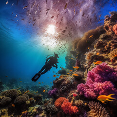 Naklejka na ściany i meble diver and reef