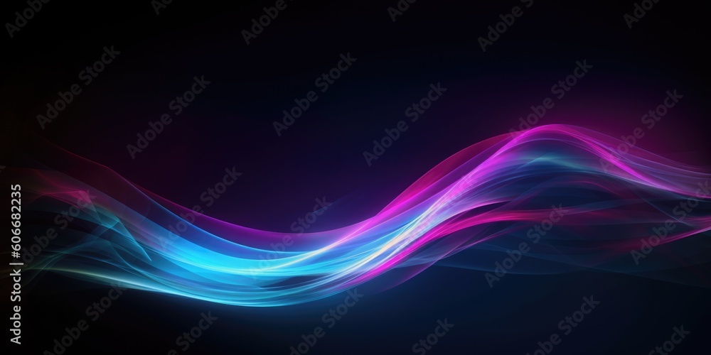 Poster abstract flowing neon color wave lights background. generative ai aig21.