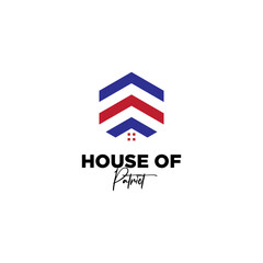 House logo with patriot concept logo design, hexagon symbol.