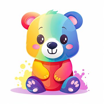 Colorful bear baby design collection for kids. Baby panda smiling collection design for a coloring page. Cute happy baby bear illustration with colorful shades. AI-Generated.