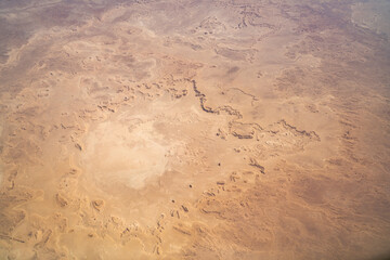 The Algerian desert seen from the sky. Tassili-Djanet National Park - Powered by Adobe
