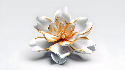 Abstract white orange flower art, decorative flowers, floral background, botanical pattern, isolated design elements, Generative AI illustration